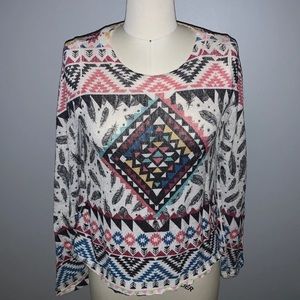 🤩Gaze Colorful Tribal Feather Sweater (S)